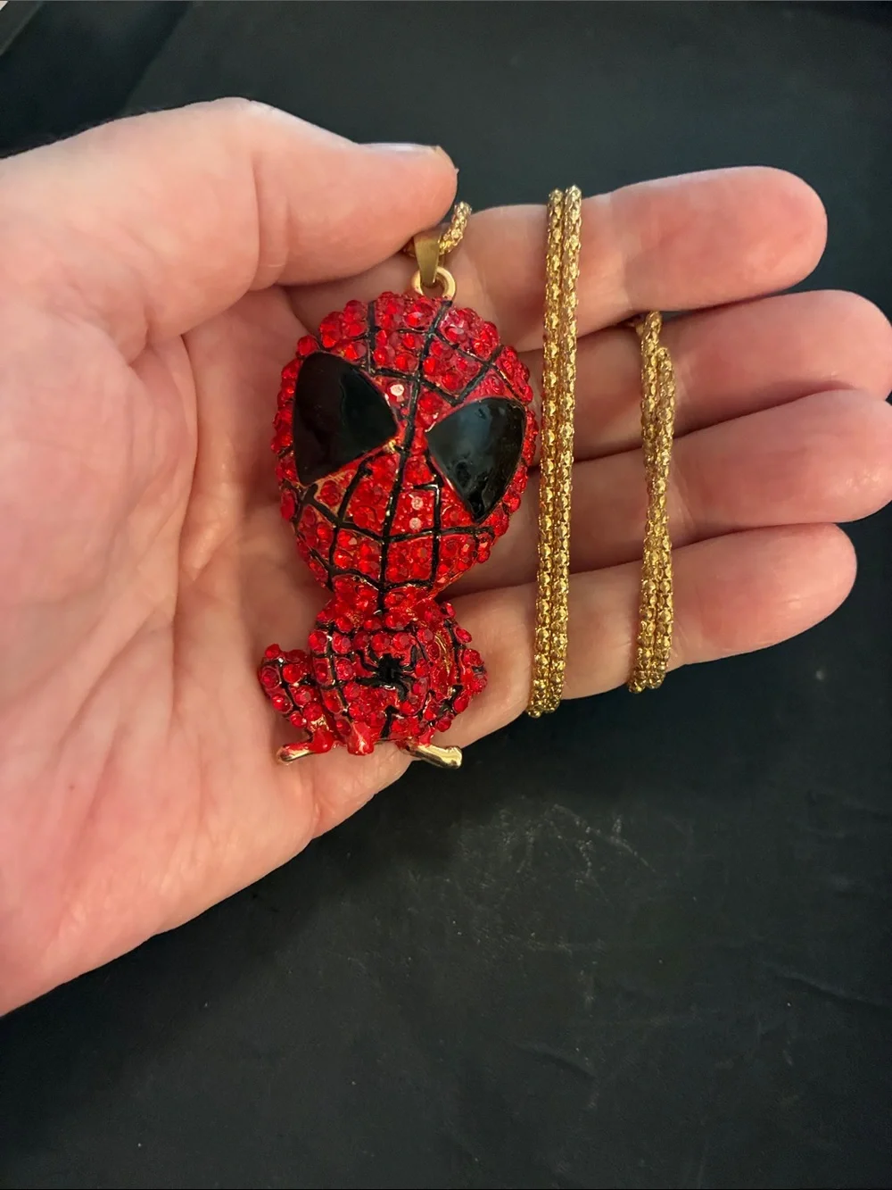 Spider-Man Red Crystal Pendant Necklace. NWOT